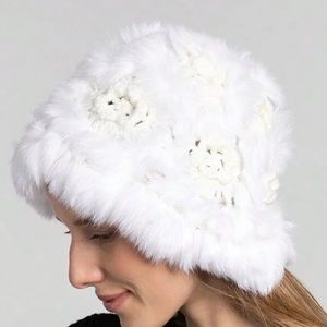 🆕 Plush Rabbit Fur Crochet Knit Hat